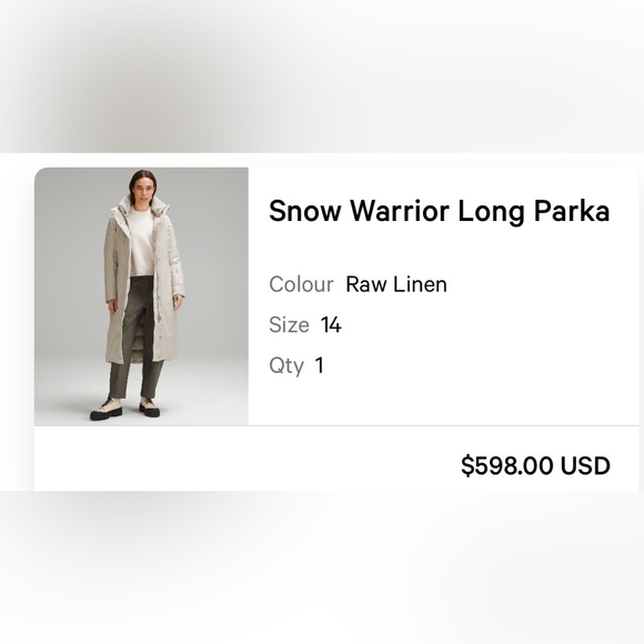 Lululemon Linen Snow Warrior long winter coat - Picture 1 of 11